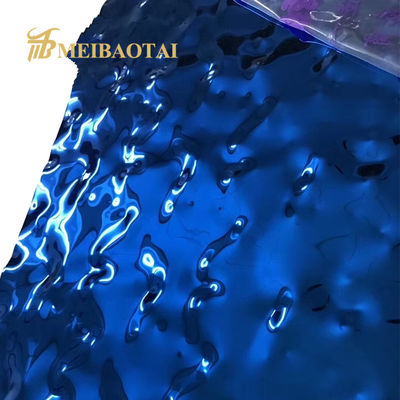 Buen precio Lámina de acero inoxidable con acabado espejo y recubrimiento PVD azul de 0.55 mm de espesor, con patrón de onda de agua, para aplicaciones decorativas en línea