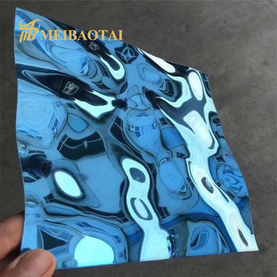 Hoja de acero inoxidable con revestimiento de agua de PVD azul ondulada 0,65 mm espesor 1219x2438 mm placa decorativa de acero inoxidable