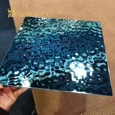 Buen precio Lámina de acero inoxidable con recubrimiento PVD azul y acabado de onda de agua, 1000 mm x 2000 mm, con película de PVC 7c para techo decorativo en línea