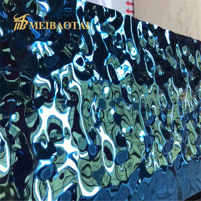Lámina de acero inoxidable con recubrimiento PVD azul, grado 304, estándar JIS, con patrón de onda de agua para aplicaciones decorativas