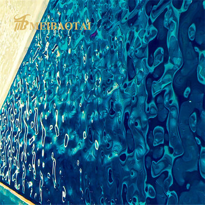 Buen precio Lámina de acero inoxidable 201 con revestimiento PVD azul de onda de agua de 0.65 mm de espesor para decoración de techos en línea