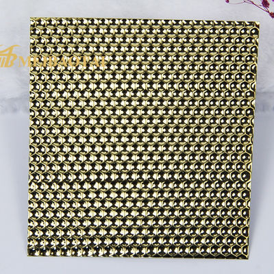 0.85mm espesor de oro de panal de miel patrón de pared decorativa en relieve hoja de acero inoxidable