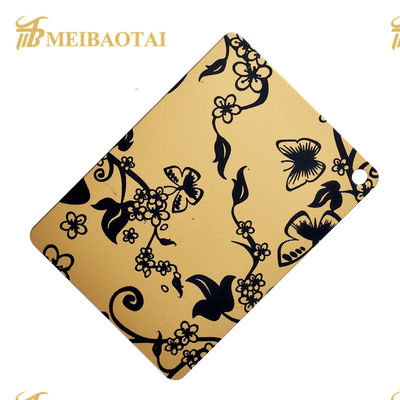 Buen precio El acero inoxidable del espejo de la capa del color de Pvd grabó al agua fuerte la hoja 1219x2438m m en línea