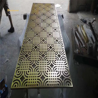 Buen precio Divisor de ambiente de corte CNC de aluminio con recubrimiento de bronce amarillo de tamaño personalizado, partición de metal en línea