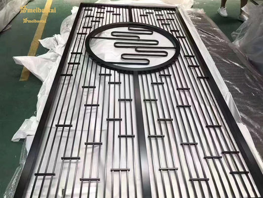 Divisor de ambiente de acero inoxidable con superficie de línea fina de tamaño personalizado en color marrón, pantalla decorativa de metal