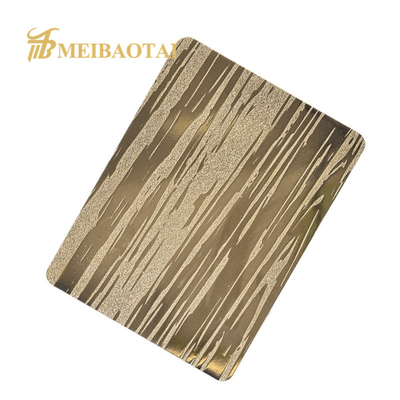 El modelo de madera del grano grabó en relieve la pared decorativa inoxidable de la hoja de acero