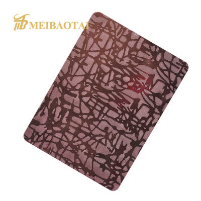 Plata de acero inoxidable en relieve de oro rosa marrón con doble película de PVC de 1500x3000 mm para aplicaciones decorativas