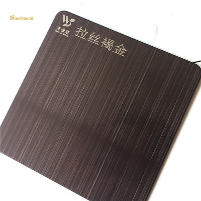 Placa decorativa de acero inoxidable con acabado Hairline Brown Gold de cuatro pies y 0,65 mm de grosor