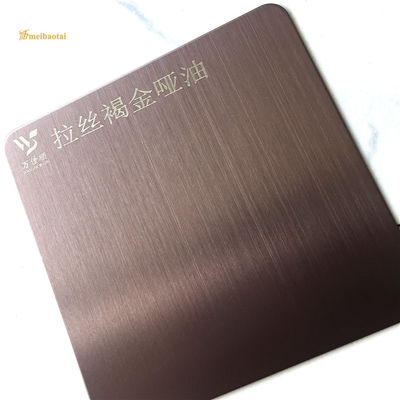 Buen precio Impresión anti-dedo de color marrón oro línea de cabello de acero inoxidable de 0,65 mm de espesor placa decorativa SS en línea