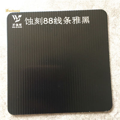 Hoja de acero inoxidable de color negro grabado de PVD sostenible 1219x3048mm para decoración de paredes de techo